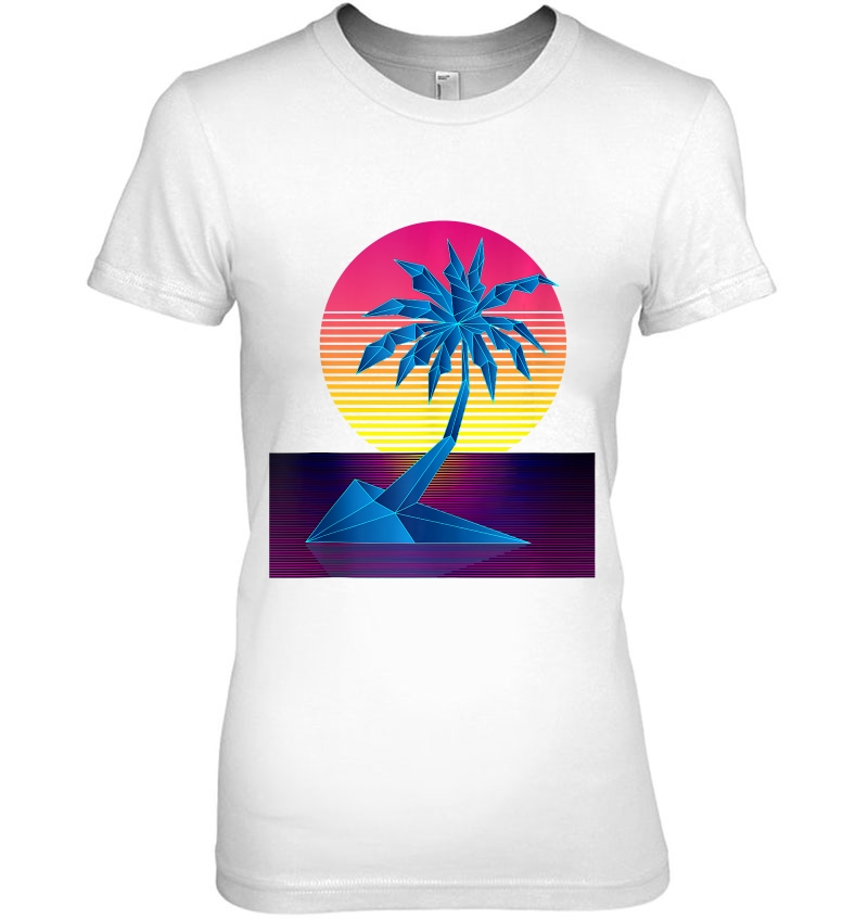 Vaporwave Digital Art Palm Tree & Sunset Retro 80S Beach Art Tank Top Hoodie