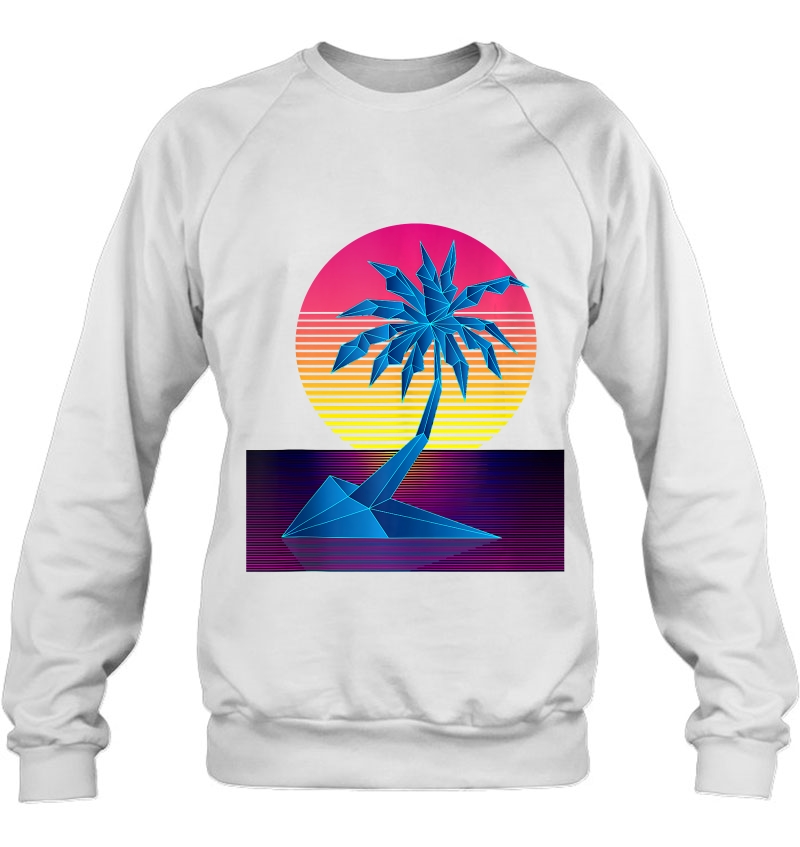 Vaporwave Digital Art Palm Tree & Sunset Retro 80S Beach Art Tank Top Mugs