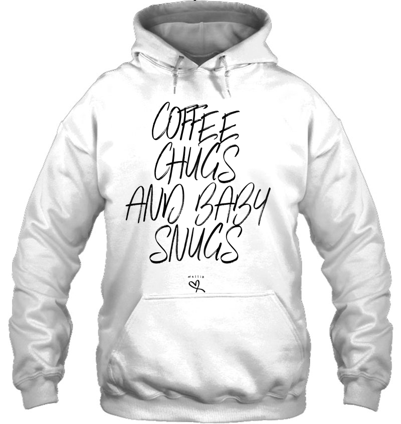 Womens Funny Coffee Chugs And Baby Snugs - Heart Graphic Raglan Baseball Tee Hoodie