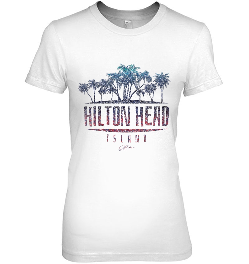 Womens Jcombs Hilton Head Island, Sc, Palm Trees V-Neck Ladies Tee