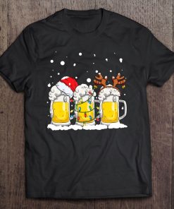 Beer Christmas Mug Santa Reinbeer Xmas Lights Gift Men Women Tee