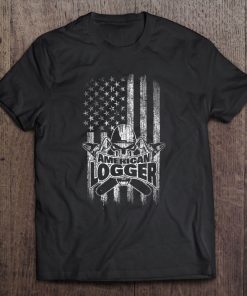 Logger American Flag Skull And Chainsaws Tee