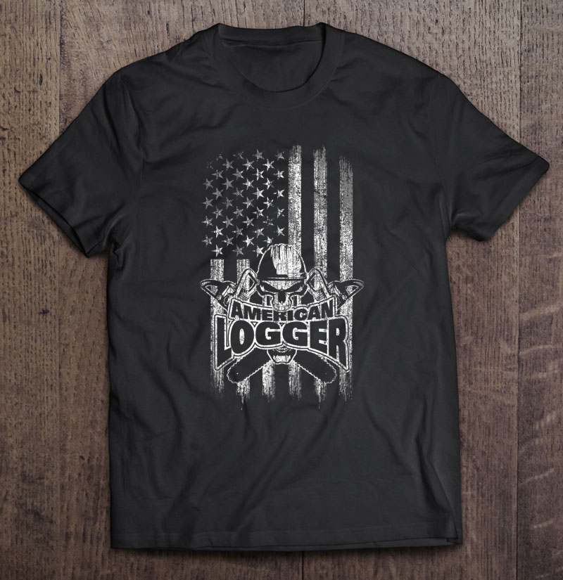 Logger American Flag Skull And Chainsaws Shirt