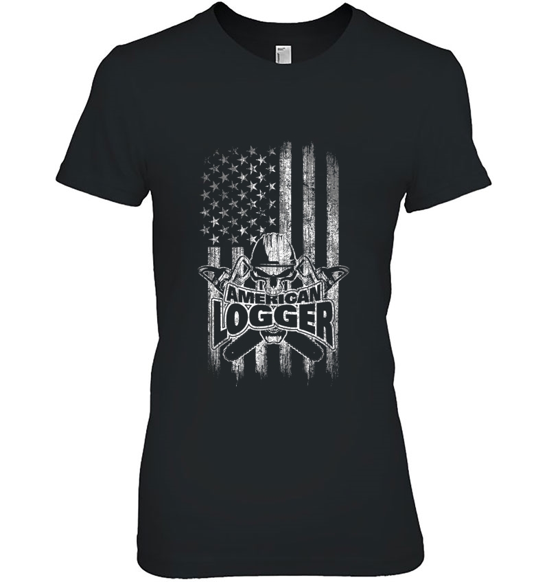 Logger American Flag Skull And Chainsaws Hoodie