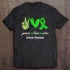 Peace Love Hope Green Ribbon Cirrhosis Awareness Liver Gift Tee