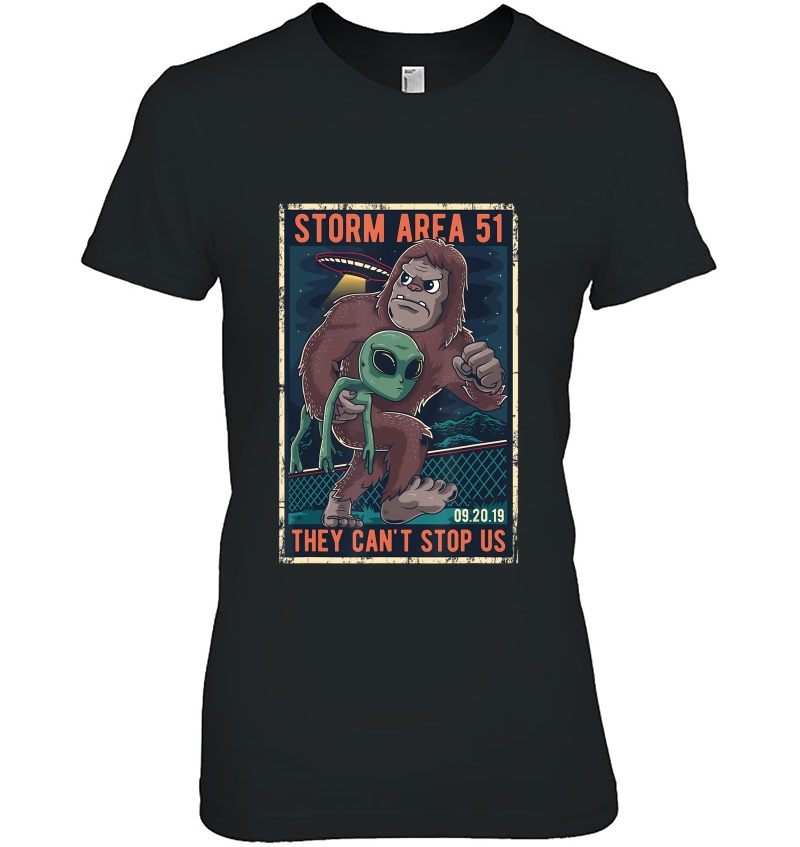 Storm Area 51 They Can't Stop Us All 5K Fun Run Bigfoot Gift Hoodie