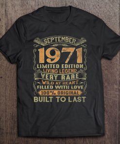 Vintage 49 Years Old September 1971 49Th Birthday Gift Ideas Tee