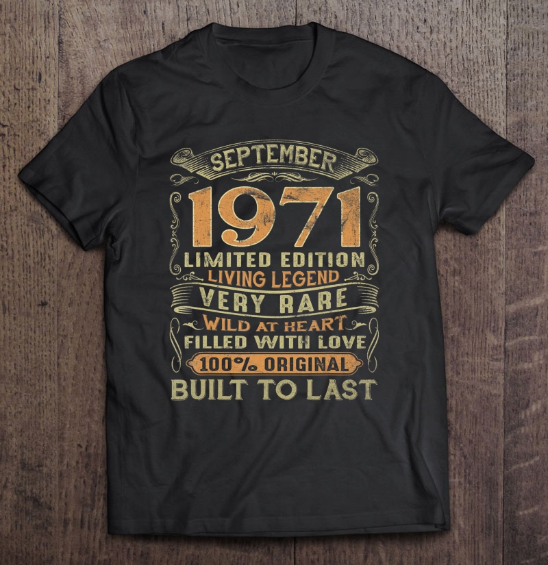 Vintage 49 Years Old September 1971 49Th Birthday Gift Ideas Shirt