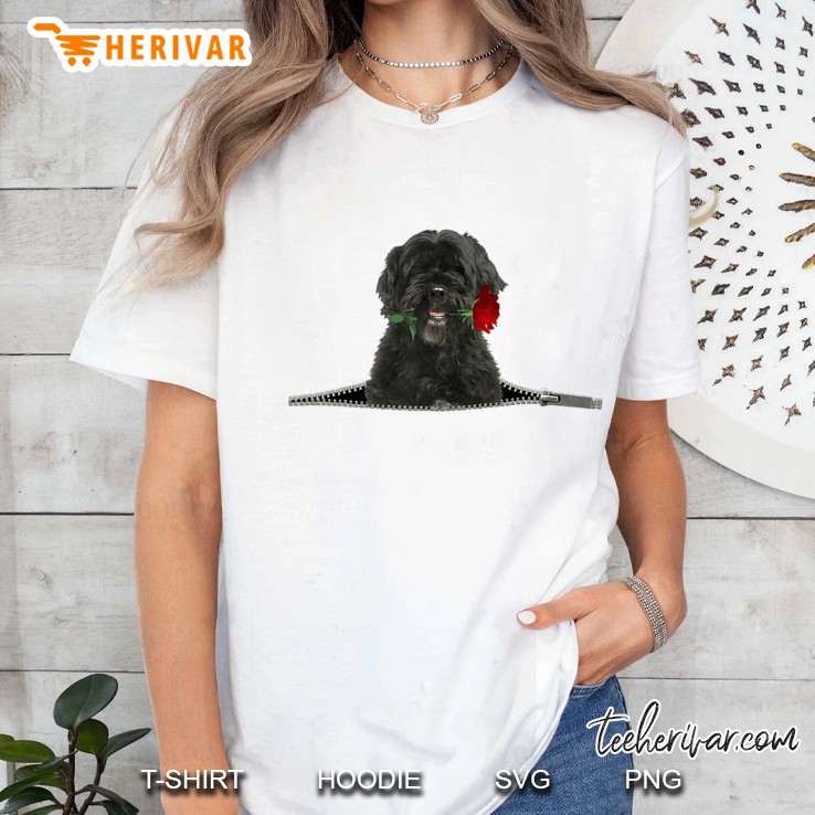 Portuguese Water Dog Rose Zipper Dog Pocket Lover Gift Ladies Tee