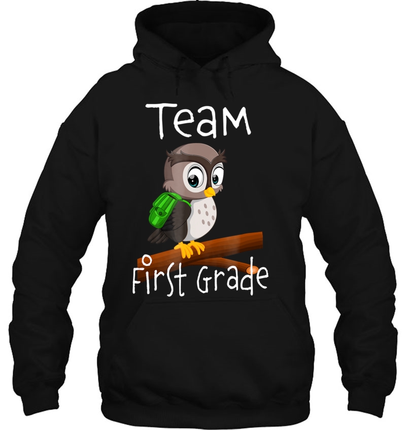 First Grade Team Owl With Backpack Student Teacher Tshirt Mugs