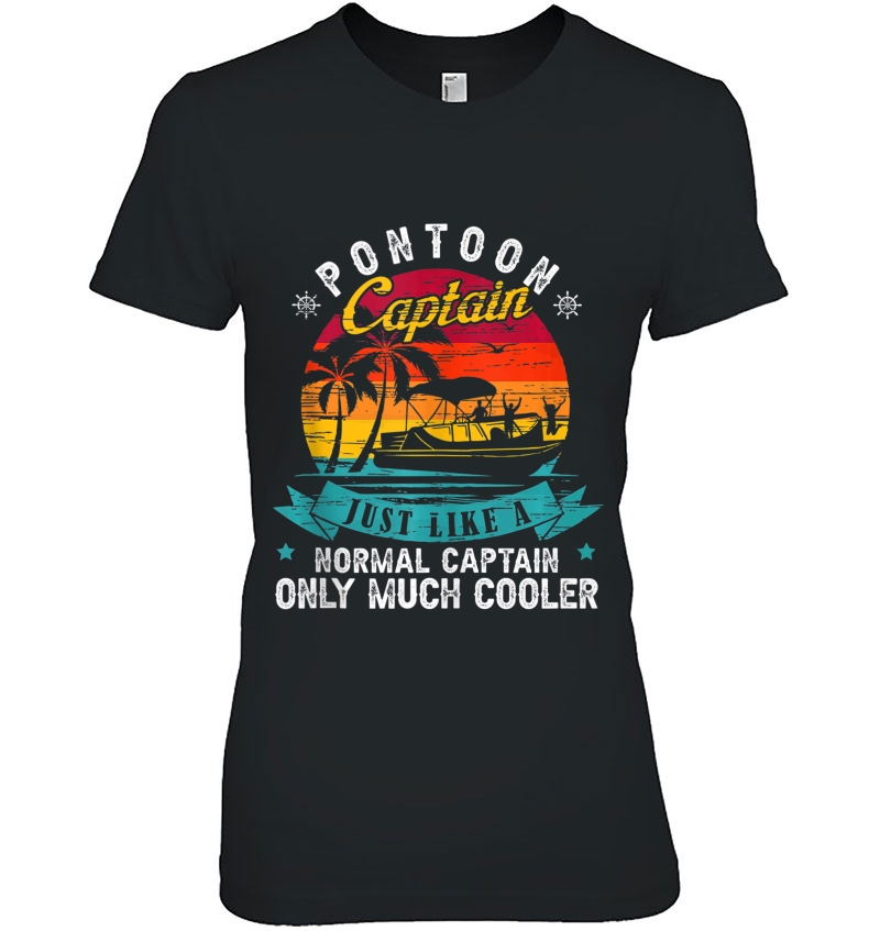 Pontoon Captain Shirt Vintage Retro Pontoon Boat Silhouette Tank Top Hoodie