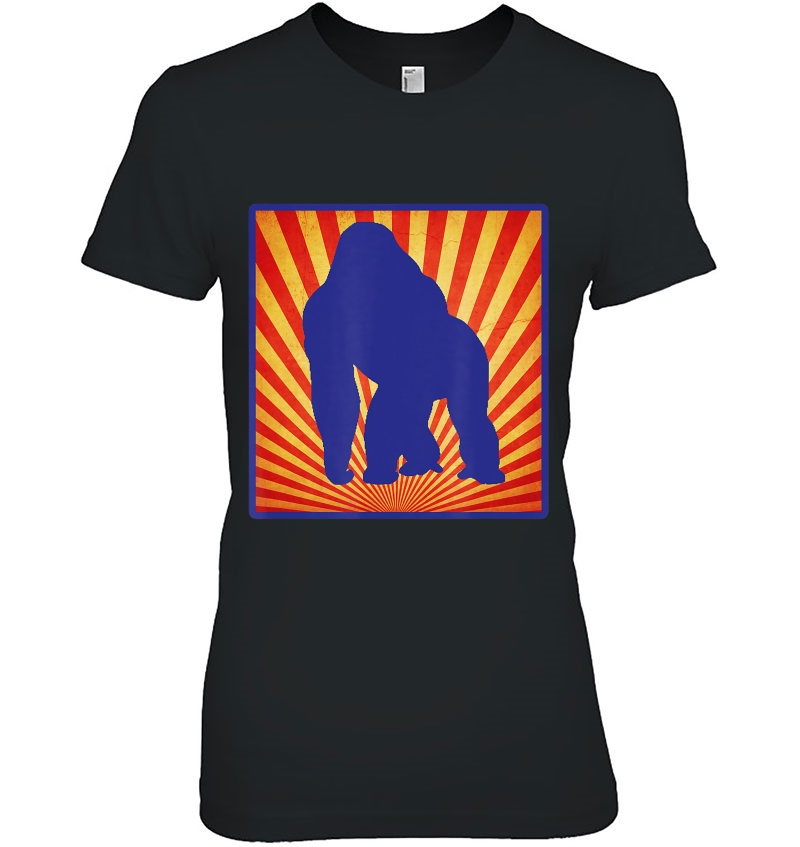 Silverback Gorilla Stares On Retro Sunburst Design Hoodie