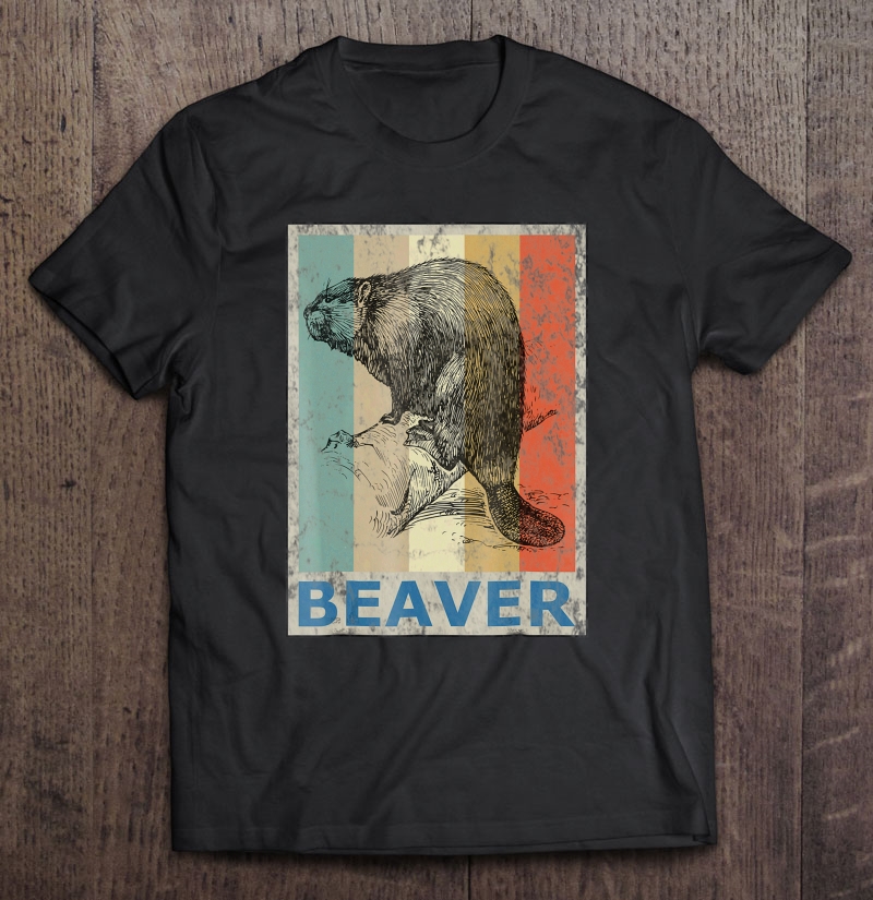 Vintage Style Beaver Animals Retro Grunge Tee Shirt