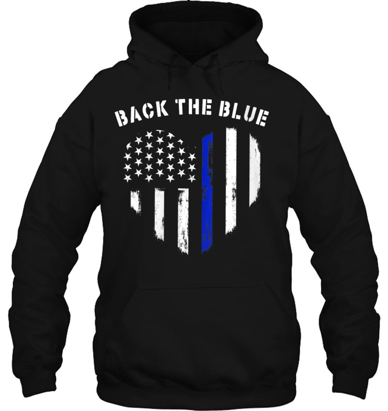 Womens Back The Blue Thin Blue Line Flag Police Support Heart V-Neck Mugs