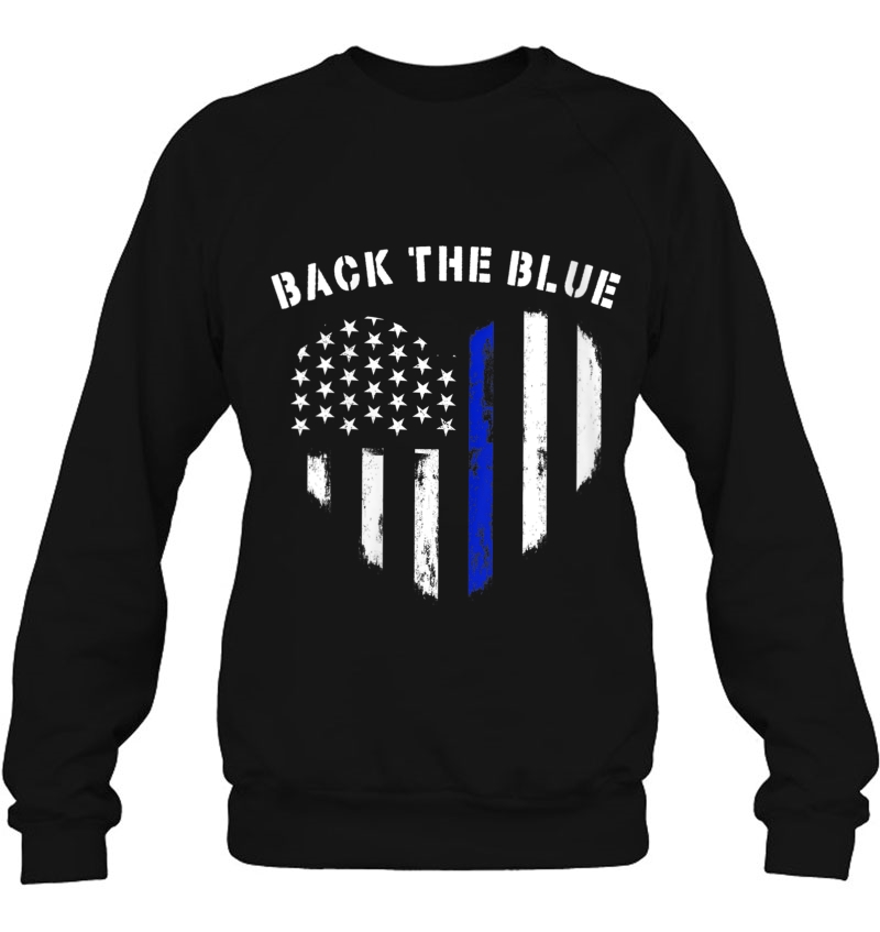 Womens Back The Blue Thin Blue Line Flag Police Support Heart V-Neck Mugs