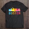 Womens Boston Massachusetts Retro Watercolor Skyline Souvenir Shirt V-Neck Tee