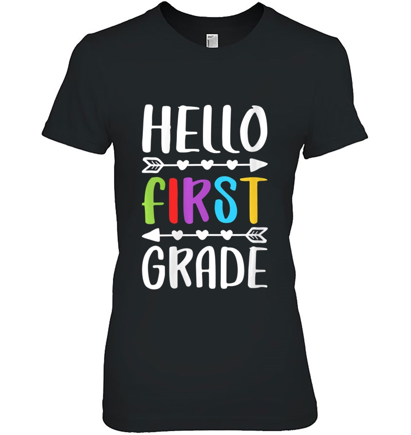 Womens Hello First Grade 1St Grade Teacher Student Gift V-Neck Ladies Tee