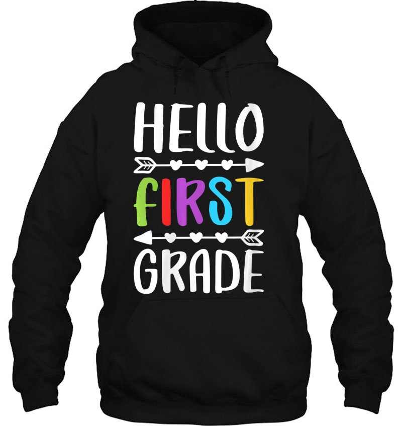 Womens Hello First Grade 1St Grade Teacher Student Gift V-Neck Hoodie