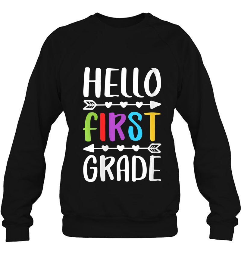 Womens Hello First Grade 1St Grade Teacher Student Gift V-Neck Sweatshirt