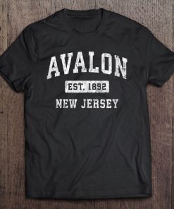 Avalon New Jersey Nj Vintage Established Sports Design Tee