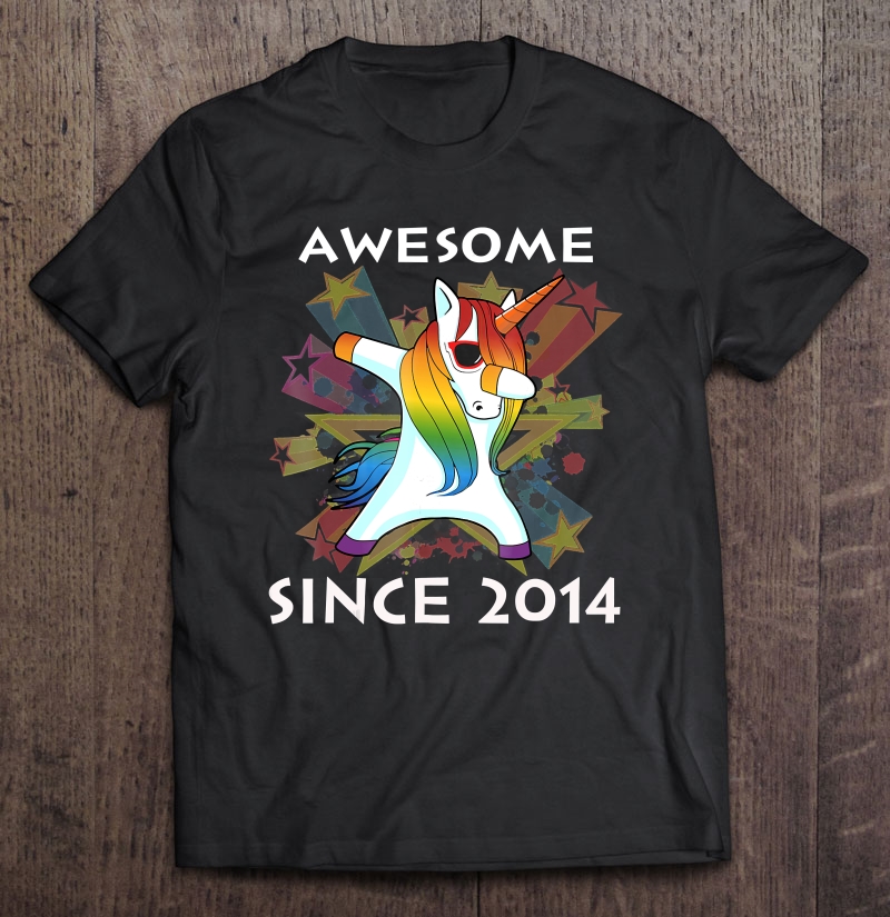 Awesome Since 2014-5Th Birthday Shirt Unicorn Colourful Shirt