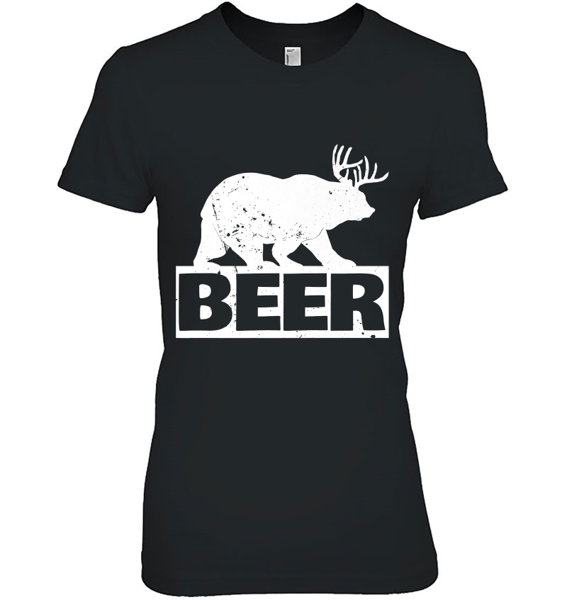 Beer Bear Plus Deer Equals Beer Funny Drinking Vintage Ladies Tee