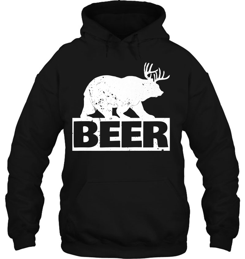 Beer Bear Plus Deer Equals Beer Funny Drinking Vintage Hoodie