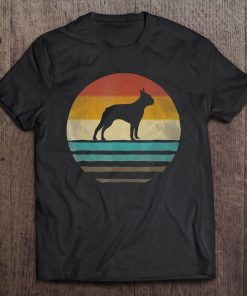Boston Terrier Dog Shirt Retro Vintage 70S Silhouette Breed Tee