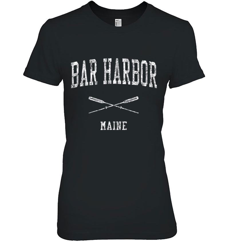 Bar Harbor Maine Me Vintage Nautical Sports Design Tee Ladies Tee