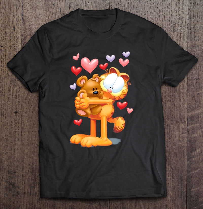 Garfield Hugging Pooky With Hearts Shirt