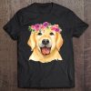 Golden Retriever Cute Golden Retriever With Flowers Tee