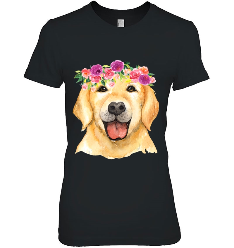 Golden Retriever Cute Golden Retriever With Flowers Hoodie