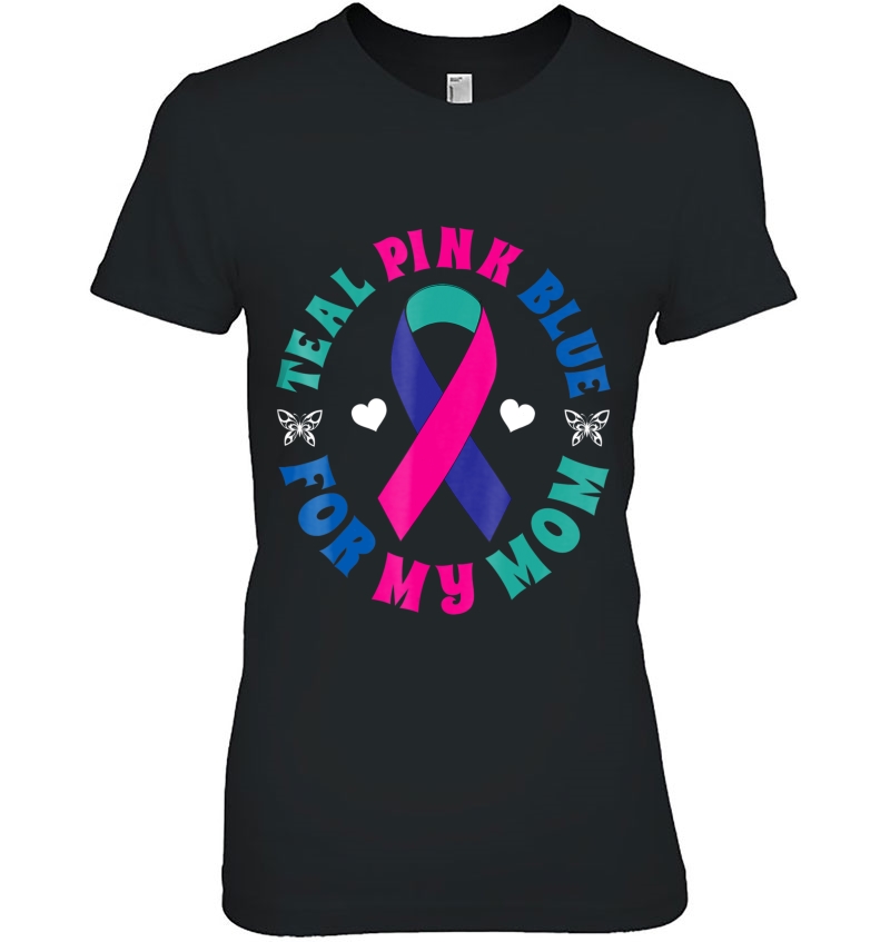 I Wear Teal Pink Blue For My Mom Thyroid Ribbon Hoodie