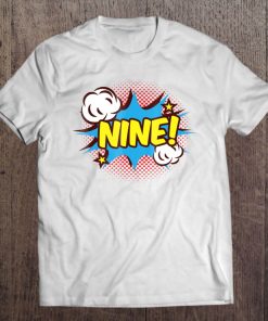 9 Years Old 9Th Birthday B-Day Superhero Tee