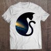 Beautiful Milky Way Galaxy Space Cat Silhouette Tee