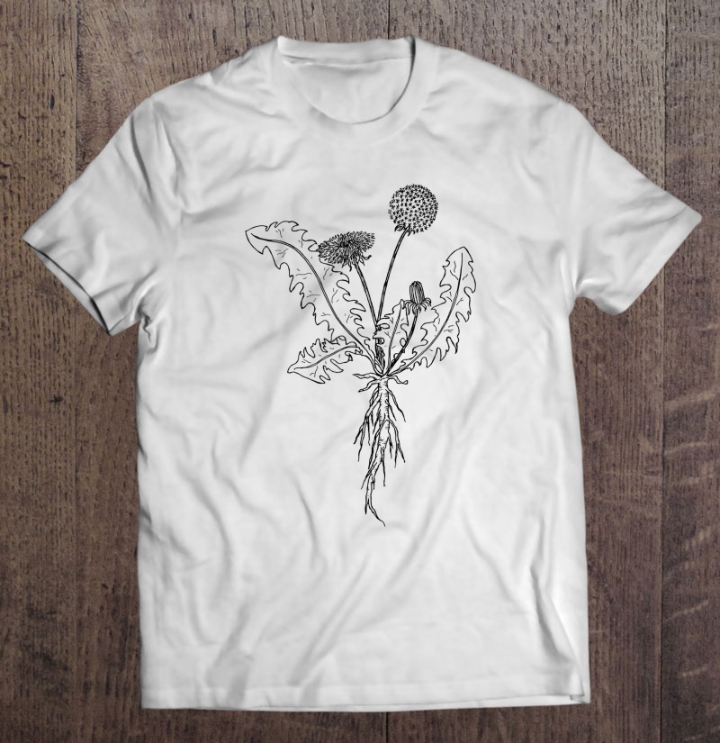 Dandelion Botanical Drawing Gardener Shirt