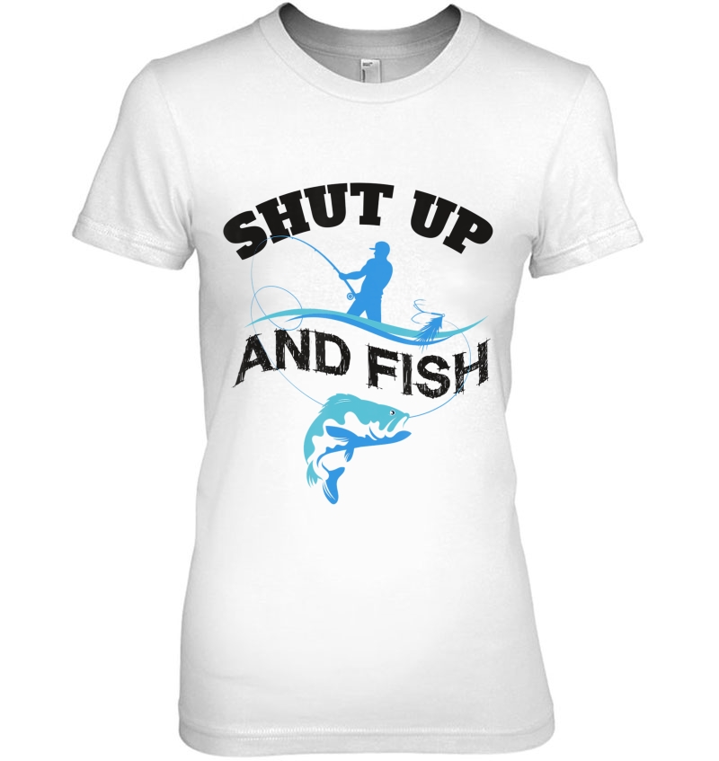 Fun Shut Up And Fish Novelty Art Fishing Silhouette Image Hoodie