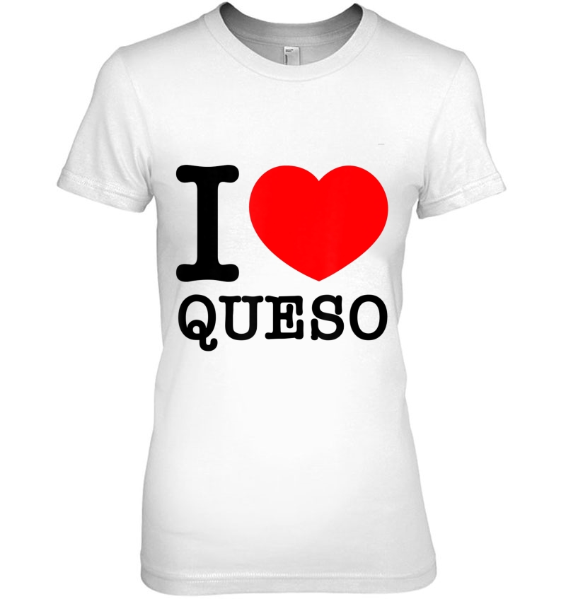 I Love (Heart) Queso - Red Heart Black Text Design Hoodie