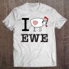 I Love Ewe ,Christmas Hat Sheep Love Heart I Love You Tee