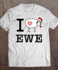 I Love Ewe ,Christmas Hat Sheep Love Heart I Love You Tee