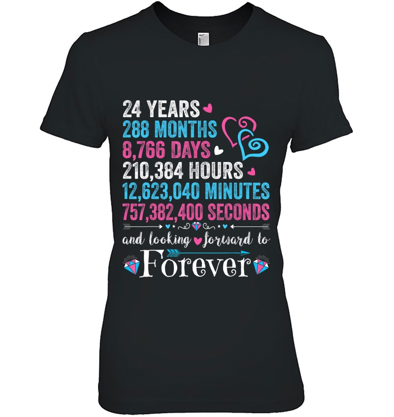 24Th Wedding Anniversary 24 Years Marriage Couple Gift Hoodie