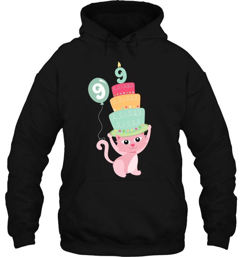 9Th Birthday Pink Kitty Cat Party Theme Girl Tshirt Hoodie