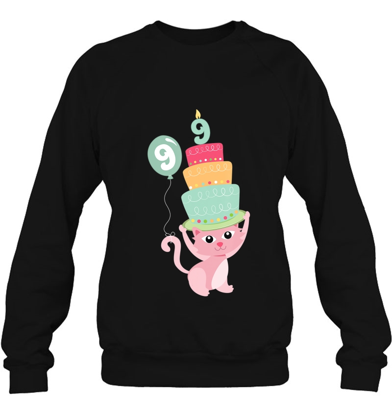 9Th Birthday Pink Kitty Cat Party Theme Girl Tshirt Sweatshirt