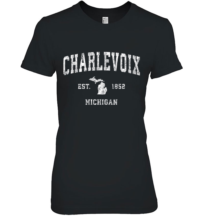 Charlevoix Michigan Mi Vintage Athletic Sports Design Ladies Tee