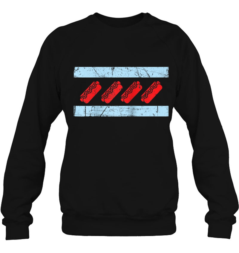 Chicago Flag Chicago Style Hot Dog Funny Raglan Baseball Tee Mugs