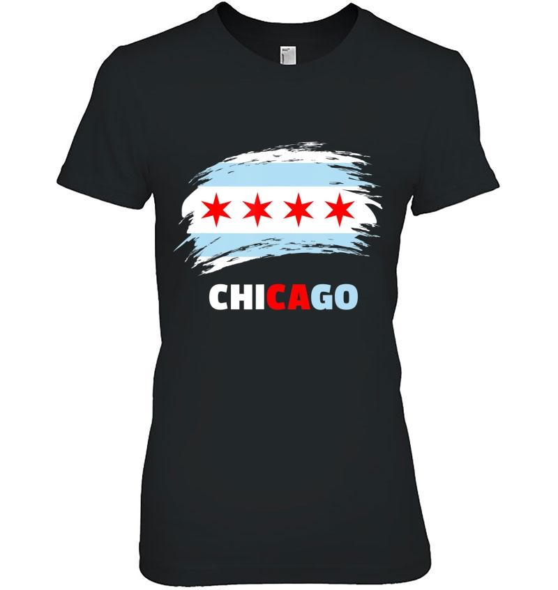 Chicago Flag Shirt Chicago Paint Streak Style Flag Ladies Tee