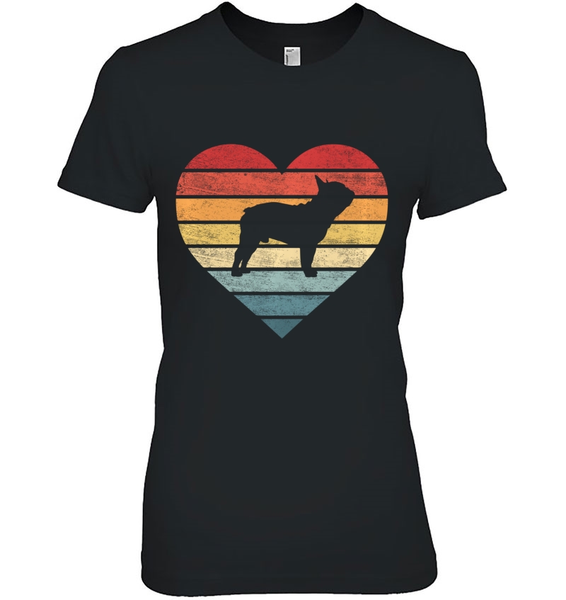 Frenchie Lover Owner Gifts Retro Sunset Dog Silhouette Mom Pullover Ladies Tee