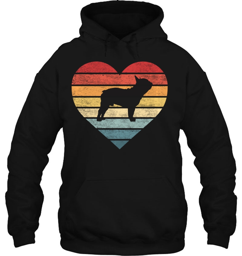 Frenchie Lover Owner Gifts Retro Sunset Dog Silhouette Mom Pullover Hoodie