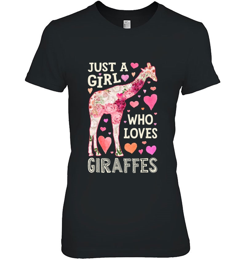 Just A Girl Who Loves Giraffes Giraffe Silhouette Flower Hoodie