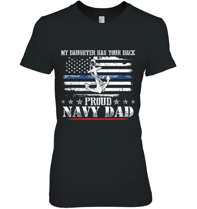 Mens My Daughter Has Your Back Proud Navy Dad Hoodie